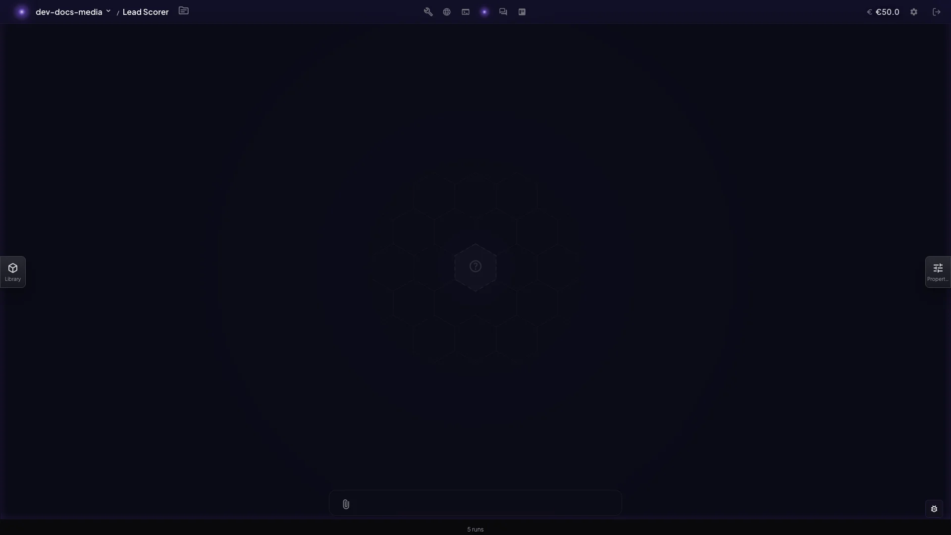 Lead Scorer Python action selected on the logged-in Triform hex canvas.